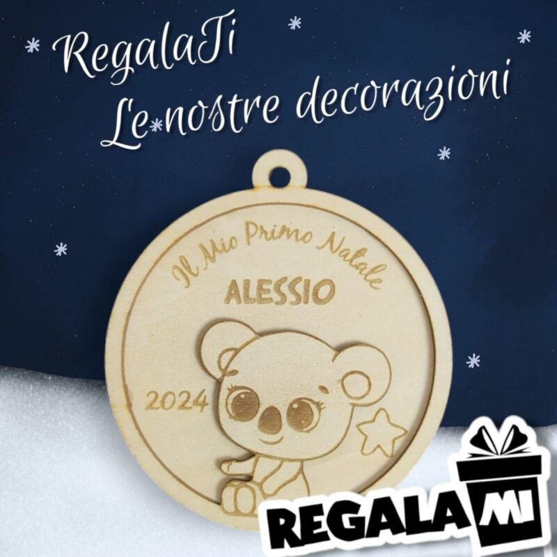 Decorazione Natalizia - Il Mio Primo Natale con nome personalizzato - lasercut - 9cm - immagine 5