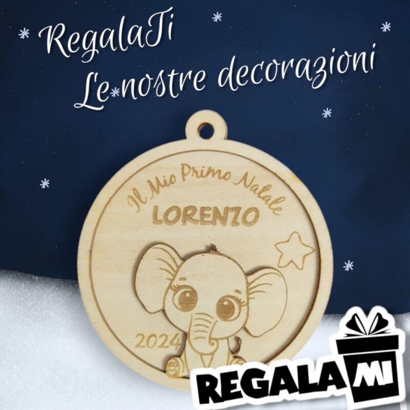 Decorazione Natalizia - Il Mio Primo Natale con nome personalizzato - lasercut - 9cm - immagine 3