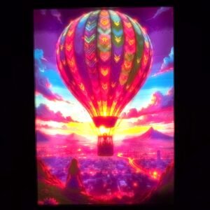 Litofania - Mongolfiera - 13x18cm - incorniciato - retroilluminato - USB - cavo usb-c incluso