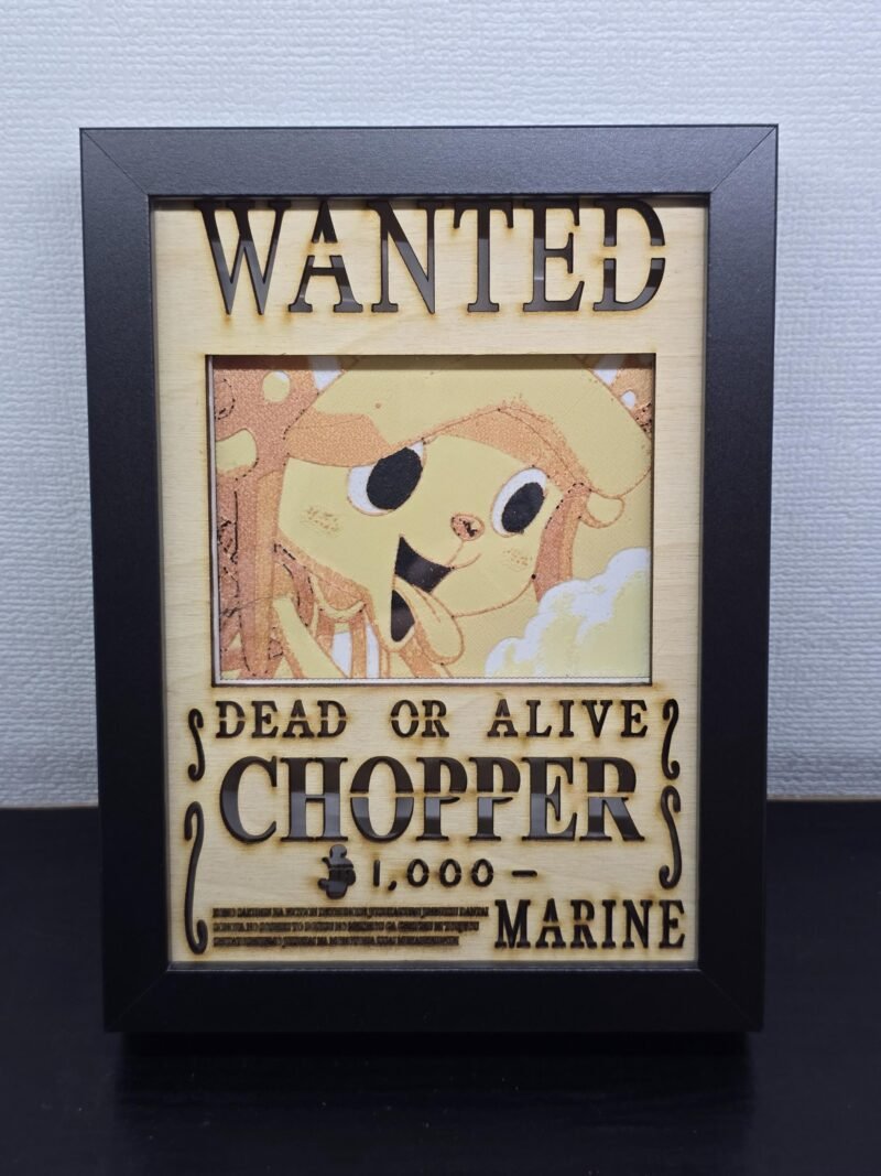 Lightbox OnePiece - Chopper - WANTED - 13x18cm - incorniciato - USB - cavo usb-c incluso