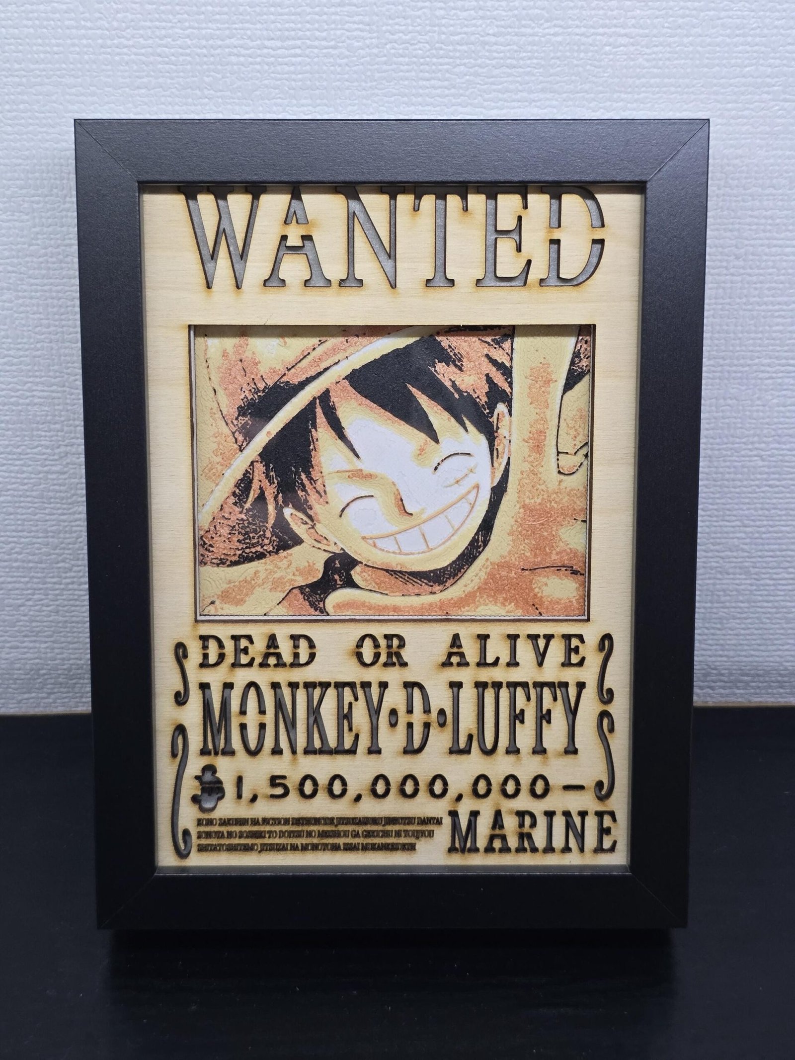 Lightbox OnePiece - Monkey D. Luffy - WANTED - 13x18cm - incorniciato - USB - cavo usb-c incluso