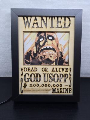 Lightbox OnePiece - God Usopp - WANTED - 13x18cm - incorniciato - USB - cavo usb-c incluso