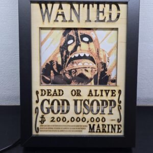 Lightbox OnePiece - God Usopp - WANTED - 13x18cm - incorniciato - USB - cavo usb-c incluso