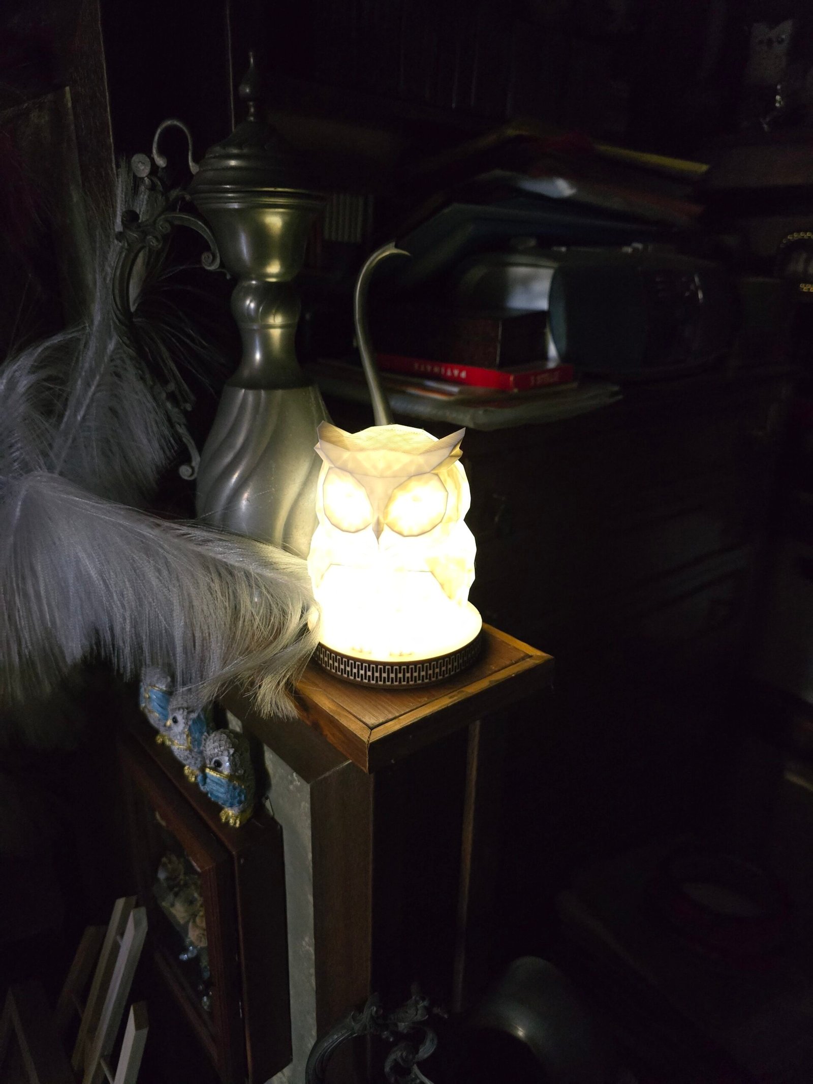 Lampada Gufo – Stampa 3D con Base in Legno | USB | Luce Notturna Decorativa - immagine 4