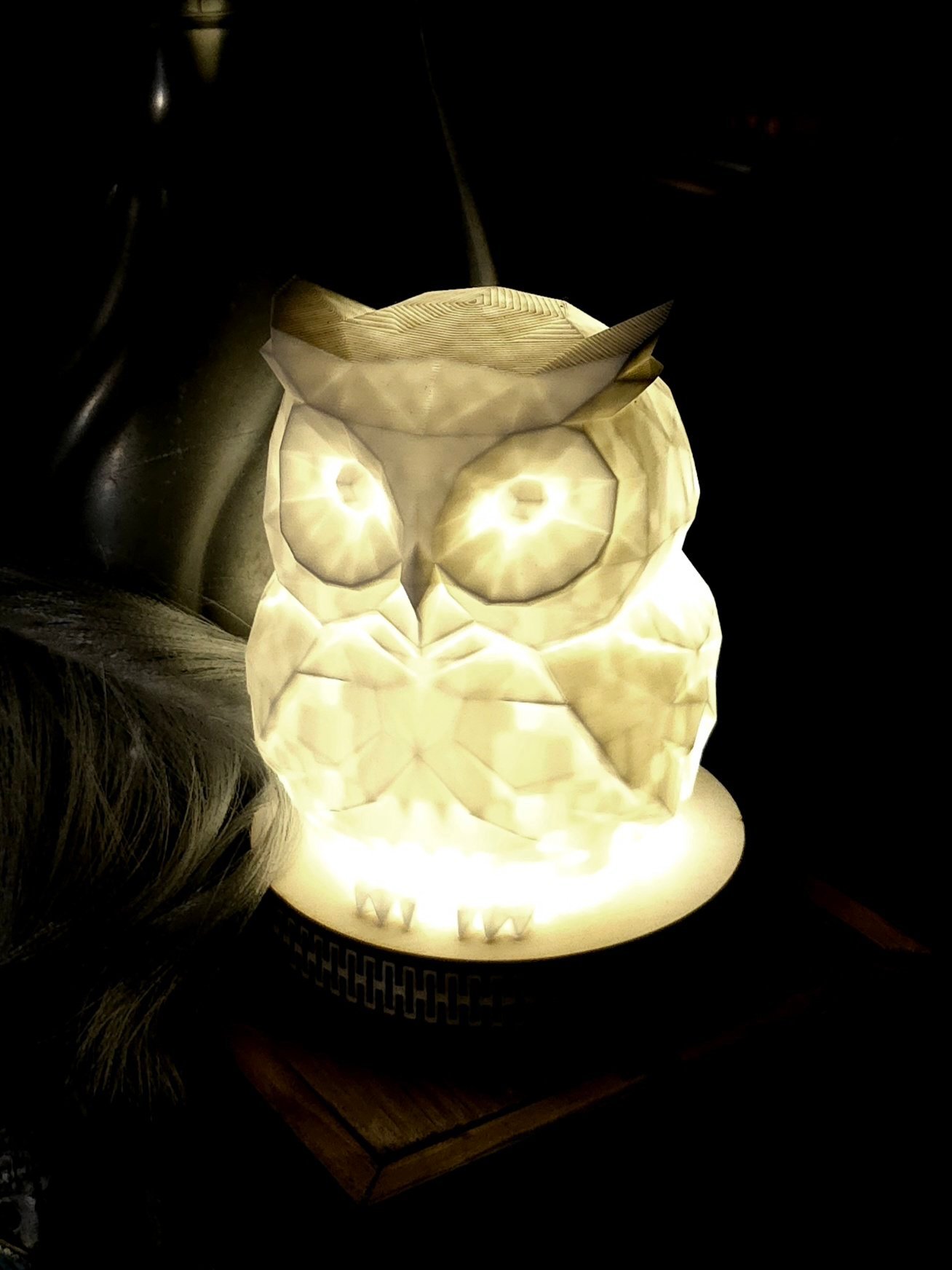 Lampada Gufo – Stampa 3D con Base in Legno | USB | Luce Notturna Decorativa
