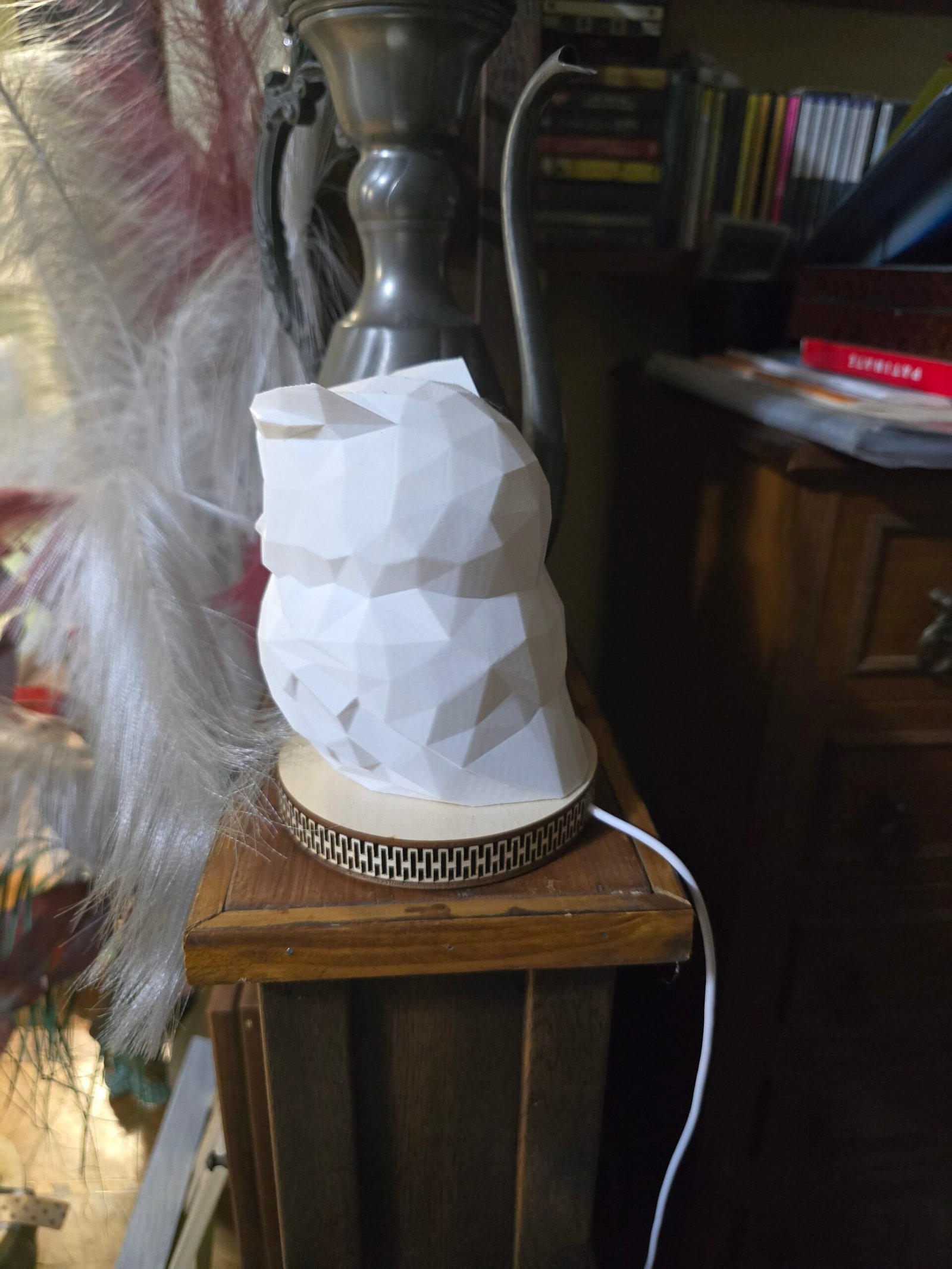 Lampada Gufo – Stampa 3D con Base in Legno | USB | Luce Notturna Decorativa - immagine 2