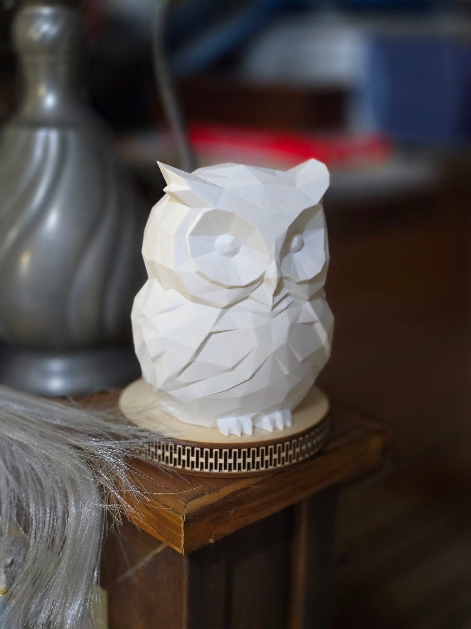 Lampada Gufo – Stampa 3D con Base in Legno | USB | Luce Notturna Decorativa - immagine 3