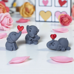 Elefantino con Cuore – Stampa 3D | Idea Regalo Romantica | Singolo o Set da 3