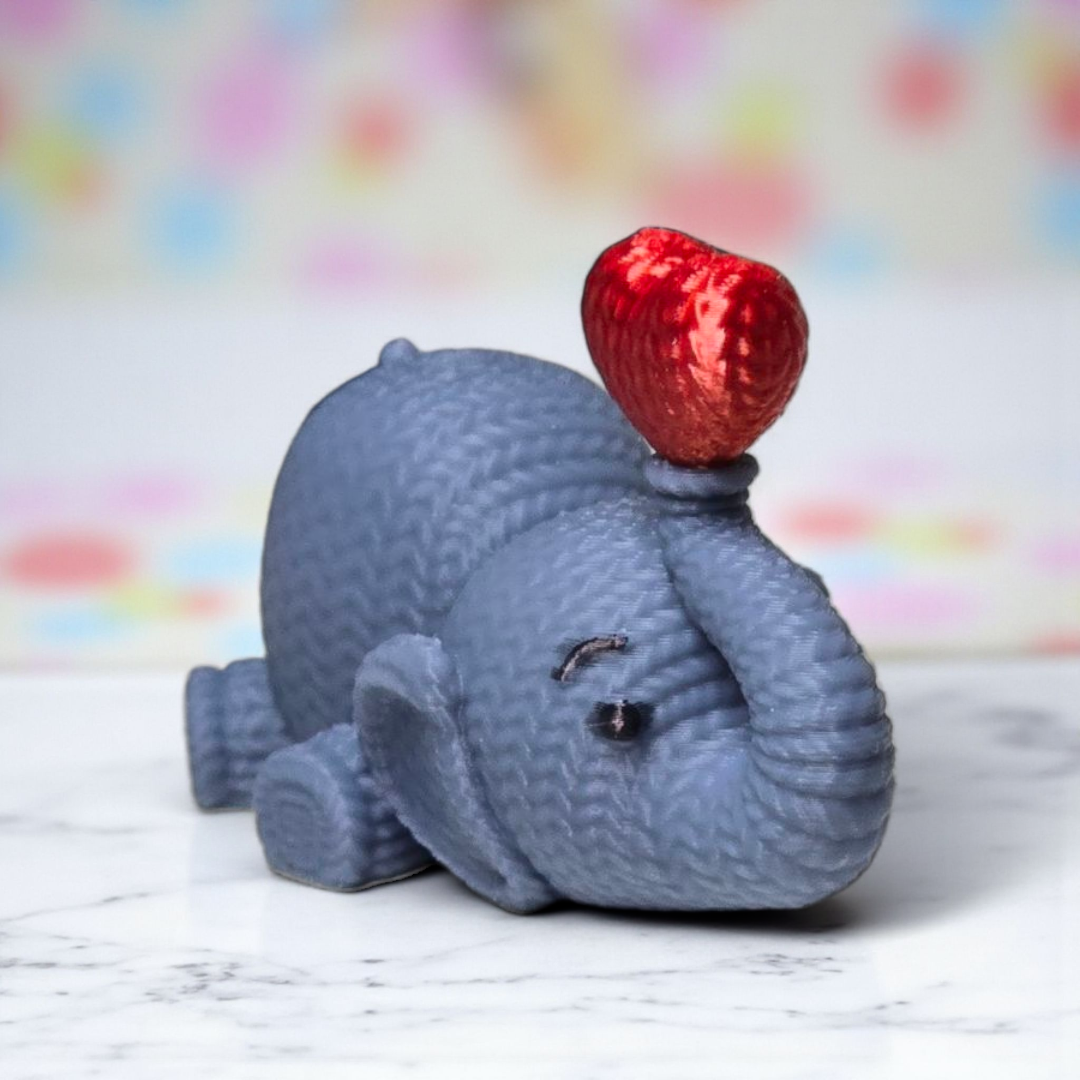 Elefantino con Cuore – Stampa 3D | Idea Regalo Romantica | Singolo o Set da 3 - immagine 3