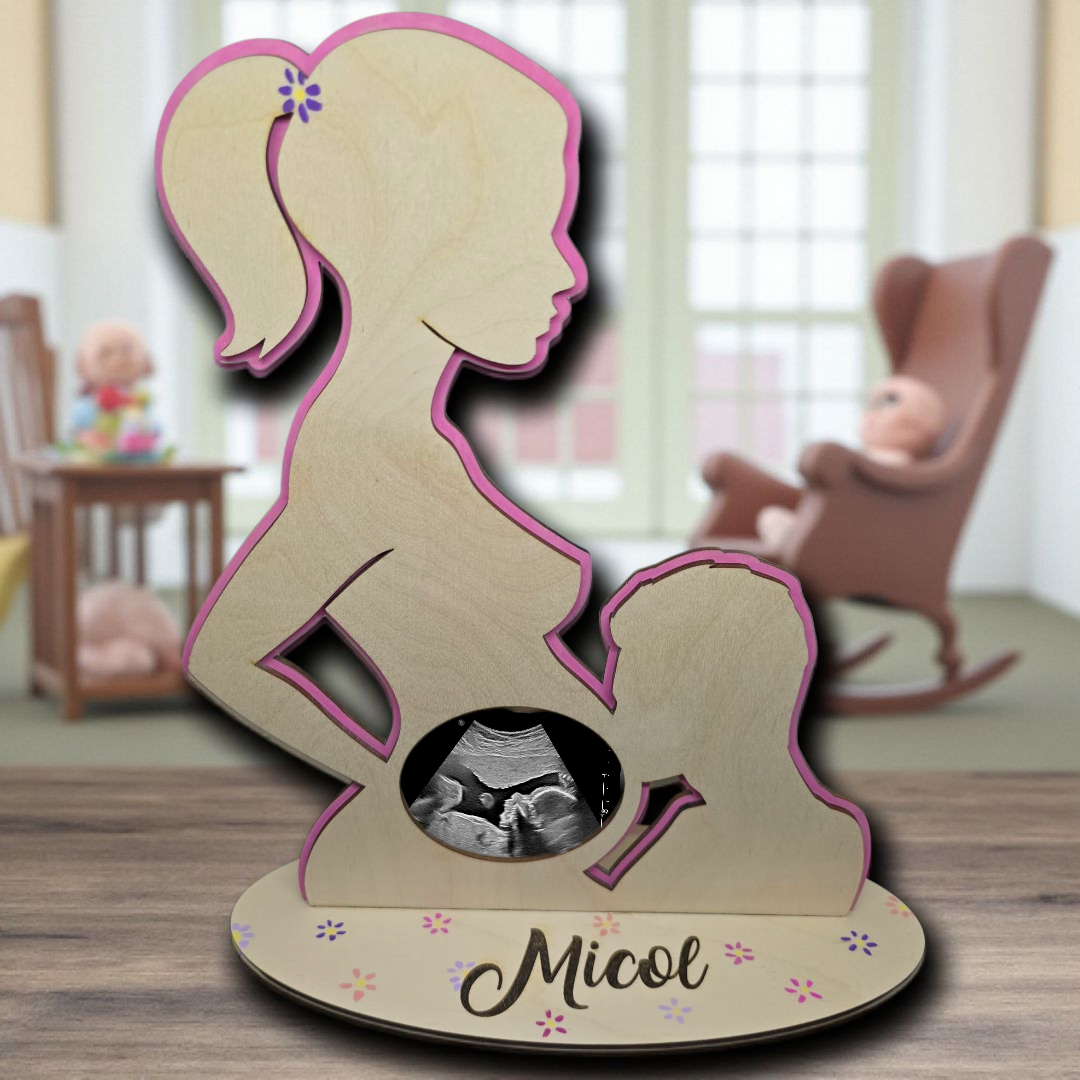 Cornice Porta Ecografia Personalizzata – Incisione Laser | Stampa 3D | Rosa o Azzurro