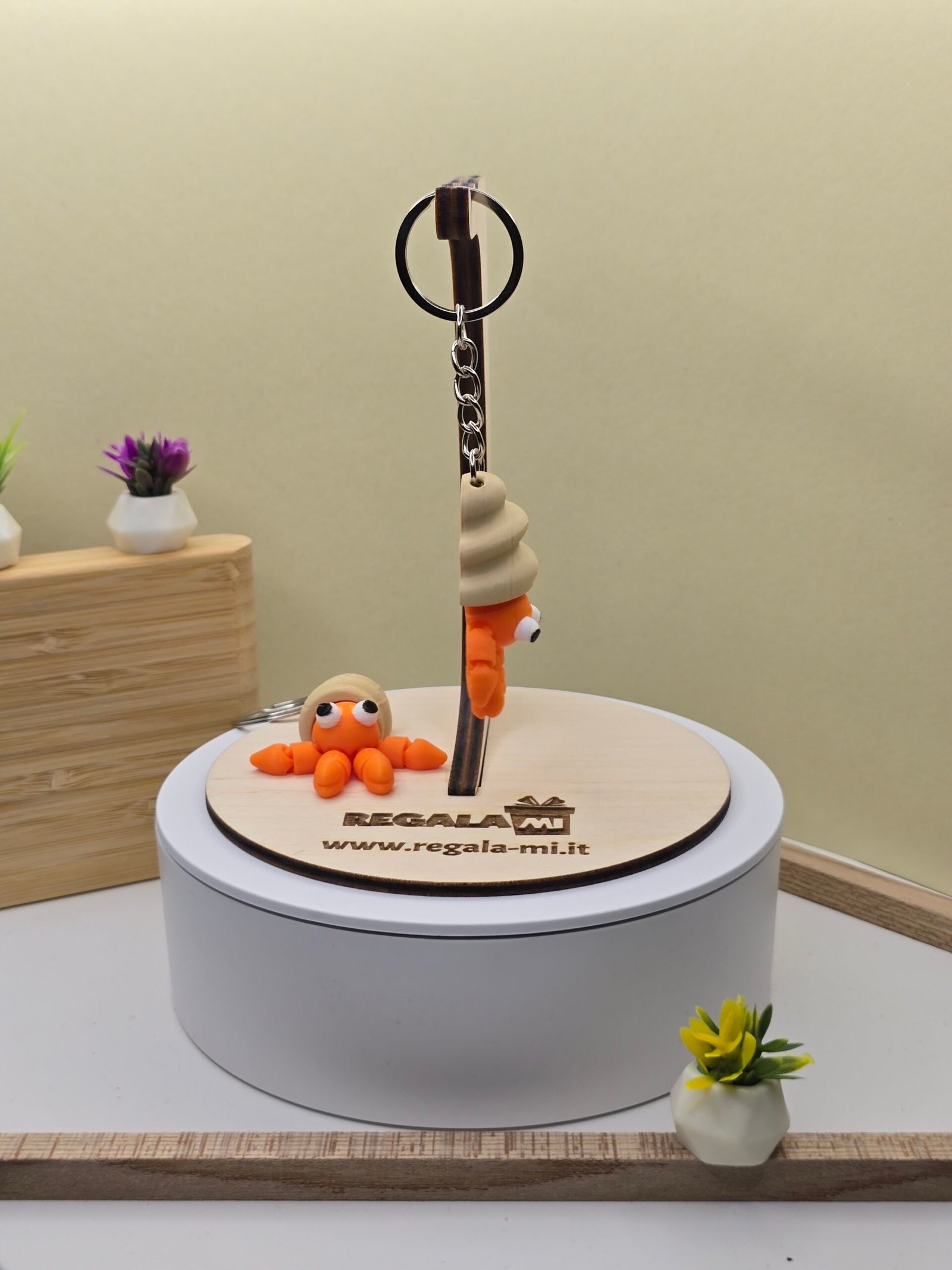 Portachiavi Paguro Articolato – Stampa 3D | Design Simpatico e Flessibile | Accessorio Decorativo - immagine 2