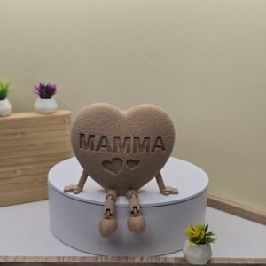 Cuore “MAMMA” con Gambe Articolate – Stampa 3D | Idea Regalo Affettuosa | Decorazione Flessibile da Scrivania
